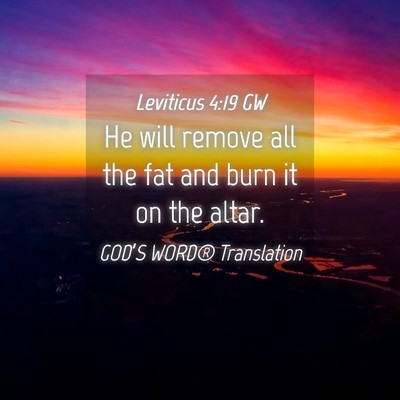 Picture 04 - Leviticus 4:19 GW - He will remove all the fat and burn it on the - Bible Verse Picture