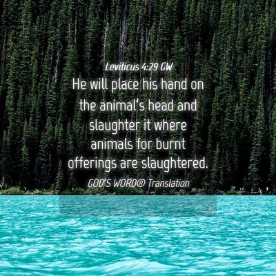 Picture 04 - Leviticus 4:29 GW - He will place his hand on the animal’s head and - Bible Verse Picture