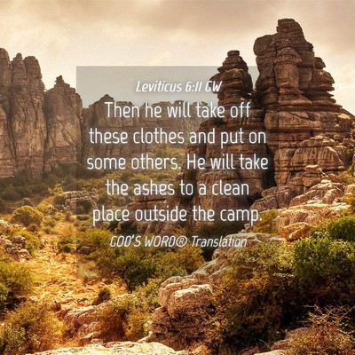 Picture 04 - Leviticus 6:11 GW - Then he will take off these clothes and put on - Bible Verse Picture