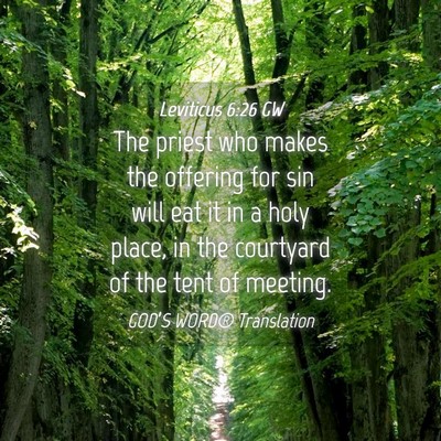 Picture 04 - Leviticus 6:26 GW - The priest who makes the offering for sin will - Bible Verse Picture