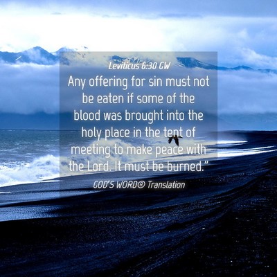 Picture 04 - Leviticus 6:30 GW - Any offering for sin must not be eaten if some of - Bible Verse Picture