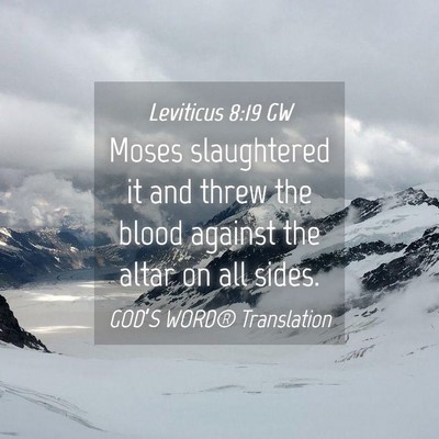 Picture 04 - Leviticus 8:19 GW - Moses slaughtered it and threw the blood against - Bible Verse Picture