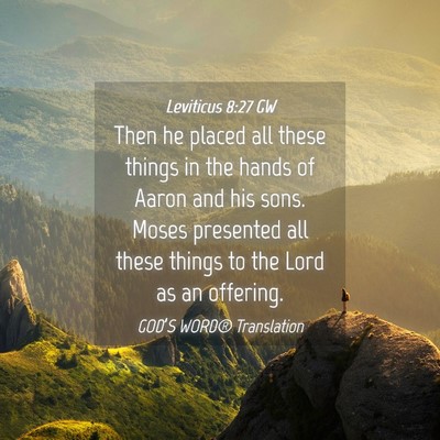 Picture 04 - Leviticus 8:27 GW - Then he placed all these things in the hands of - Bible Verse Picture