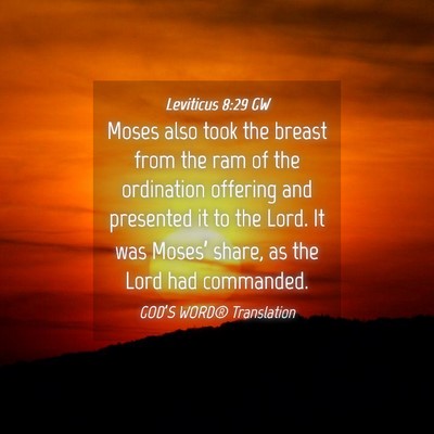 Picture 04 - Leviticus 8:29 GW - Moses also took the breast from the ram of the - Bible Verse Picture