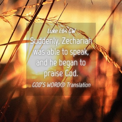 Picture 04 - Luke 1:64 GW - Suddenly, Zechariah was able to speak, and he - Bible Verse Picture