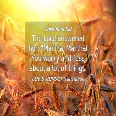 Picture 04 - Luke 10:41 GW - The Lord answered her, “Martha, Martha! You - Bible Verse Picture