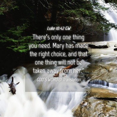 Picture 04 - Luke 10:42 GW - There’s only one thing you need. Mary has made - Bible Verse Picture