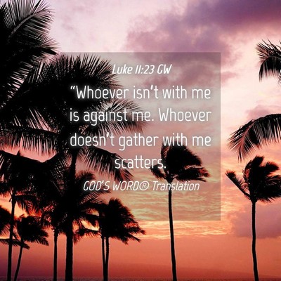Picture 04 - Luke 11:23 GW - “Whoever isn’t with me is against me. Whoever - Bible Verse Picture