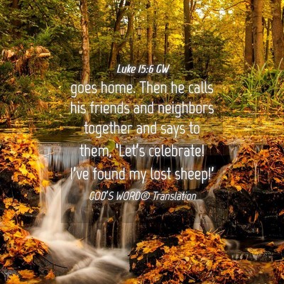 Picture 04 - Luke 15:6 GW - goes home. Then he calls his friends and - Bible Verse Picture