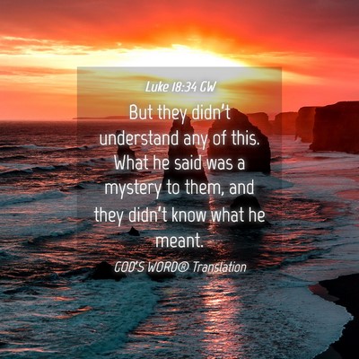 Picture 04 - Luke 18:34 GW - But they didn’t understand any of this. What he - Bible Verse Picture