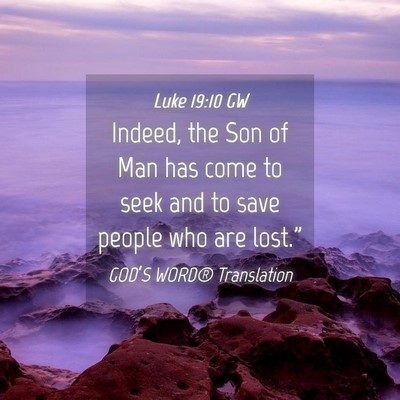 Picture 04 - Luke 19:10 GW - Indeed, the Son of Man has come to seek and to - Bible Verse Picture