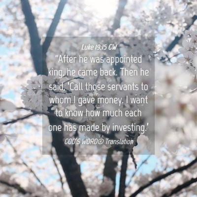 Picture 04 - Luke 19:15 GW - “After he was appointed king, he came back. - Bible Verse Picture