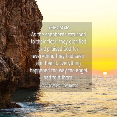 Picture 04 - Luke 2:20 GW - As the shepherds returned to their flock, they - Bible Verse Picture