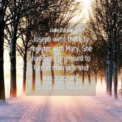 Picture 04 - Luke 2:5 GW - Joseph went there to register with Mary. She had - Bible Verse Picture