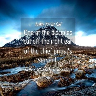 Picture 04 - Luke 22:50 GW - One of the disciples cut off the right ear of the - Bible Verse Picture