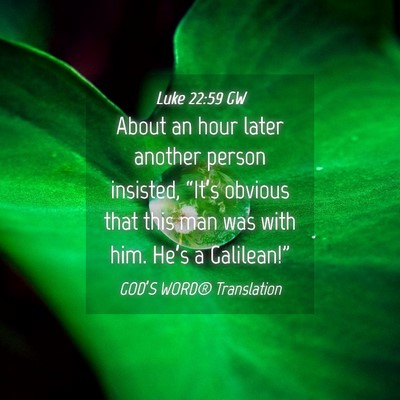Picture 04 - Luke 22:59 GW - About an hour later another person insisted, - Bible Verse Picture