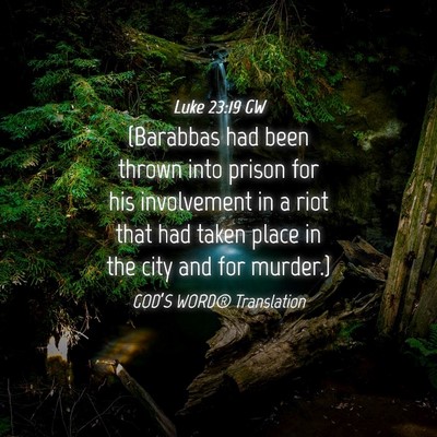 Picture 04 - Luke 23:19 GW - (Barabbas had been thrown into prison for his - Bible Verse Picture