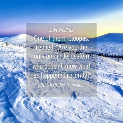 Picture 04 - Luke 24:18 GW - One of them, Cleopas, replied, “Are you the - Bible Verse Picture