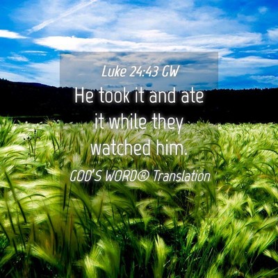 Picture 04 - Luke 24:43 GW - He took it and ate it while they watched - Bible Verse Picture