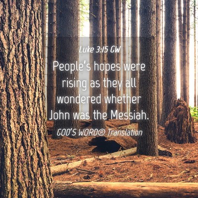 Picture 04 - Luke 3:15 GW - People’s hopes were rising as they all wondered - Bible Verse Picture