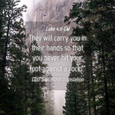 Picture 04 - Luke 4:11 GW - They will carry you in their hands so that you - Bible Verse Picture