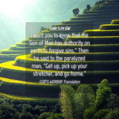 Picture 04 - Luke 5:24 GW - I want you to know that the Son of Man has - Bible Verse Picture