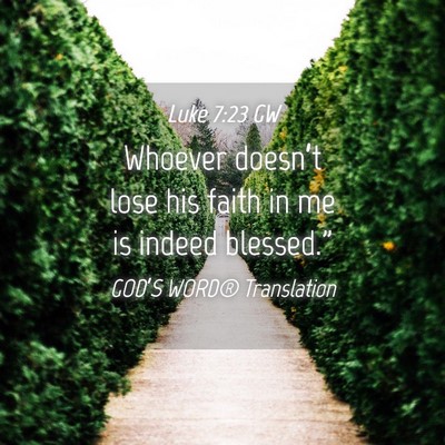 Picture 04 - Luke 7:23 GW - Whoever doesn’t lose his faith in me is indeed - Bible Verse Picture