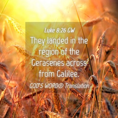Picture 04 - Luke 8:26 GW - They landed in the region of the Gerasenes across - Bible Verse Picture