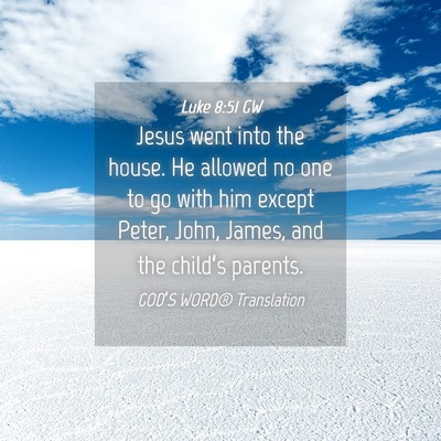 Picture 04 - Luke 8:51 GW - Jesus went into the house. He allowed no one to - Bible Verse Picture