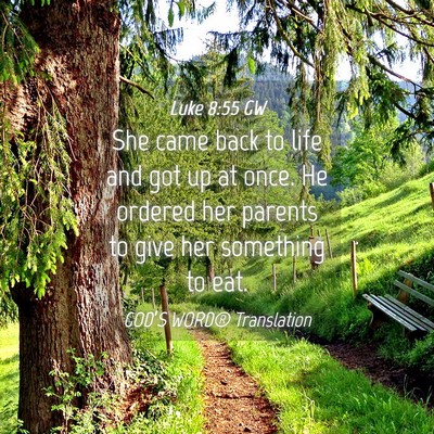 Picture 04 - Luke 8:55 GW - She came back to life and got up at once. He - Bible Verse Picture