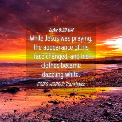 Picture 04 - Luke 9:29 GW - While Jesus was praying, the appearance of his - Bible Verse Picture