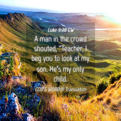 Picture 04 - Luke 9:38 GW - A man in the crowd shouted, “Teacher, I beg you - Bible Verse Picture