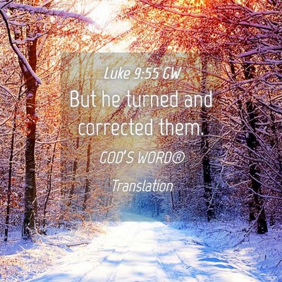 Picture 04 - Luke 9:55 GW - But he turned and corrected - Bible Verse Picture