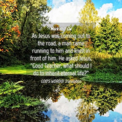 Picture 04 - Mark 10:17 GW - As Jesus was coming out to the road, a man came - Bible Verse Picture