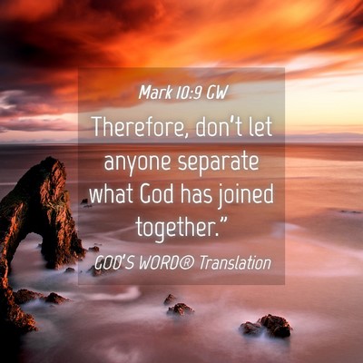 Picture 04 - Mark 10:9 GW - Therefore, don’t let anyone separate what God - Bible Verse Picture