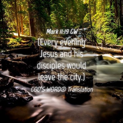 Picture 04 - Mark 11:19 GW - (Every evening Jesus and his disciples would - Bible Verse Picture