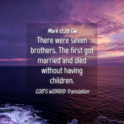 Picture 04 - Mark 12:20 GW - There were seven brothers. The first got married - Bible Verse Picture