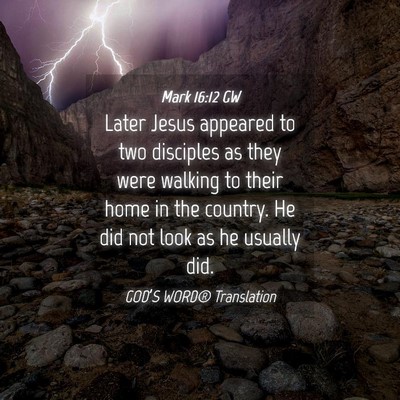 Picture 04 - Mark 16:12 GW - Later Jesus appeared to two disciples as they - Bible Verse Picture