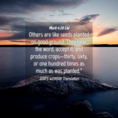 Picture 04 - Mark 4:20 GW - Others are like seeds planted on good ground. - Bible Verse Picture