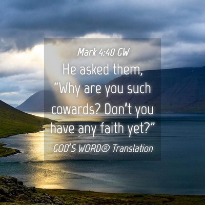 Picture 04 - Mark 4:40 GW - He asked them, “Why are you such cowards? - Bible Verse Picture