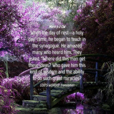 Picture 04 - Mark 6:2 GW - When the day of rest—a holy day, came, he began - Bible Verse Picture