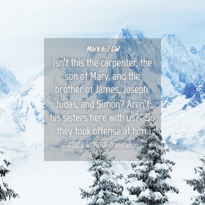 Picture 04 - Mark 6:3 GW - Isn’t this the carpenter, the son of Mary, and - Bible Verse Picture