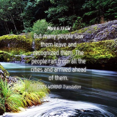 Picture 04 - Mark 6:33 GW - But many people saw them leave and recognized - Bible Verse Picture