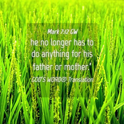 Picture 04 - Mark 7:12 GW - he no longer has to do anything for his father or - Bible Verse Picture