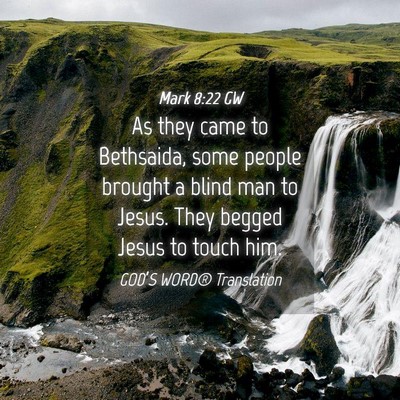 Picture 04 - Mark 8:22 GW - As they came to Bethsaida, some people brought a - Bible Verse Picture