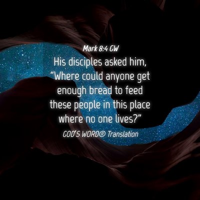 Picture 04 - Mark 8:4 GW - His disciples asked him, “Where could anyone - Bible Verse Picture