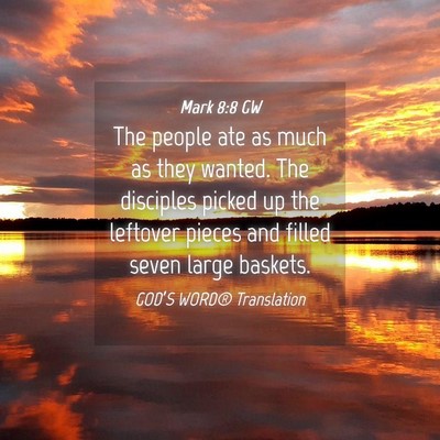 Picture 04 - Mark 8:8 GW - The people ate as much as they wanted. The - Bible Verse Picture