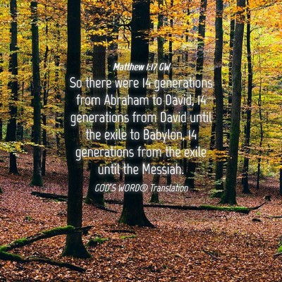 Picture 04 - Matthew 1:17 GW - So there were 14 generations from Abraham to - Bible Verse Picture