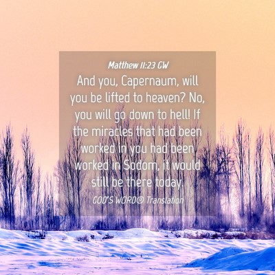 Picture 04 - Matthew 11:23 GW - And you, Capernaum, will you be lifted to heaven? - Bible Verse Picture