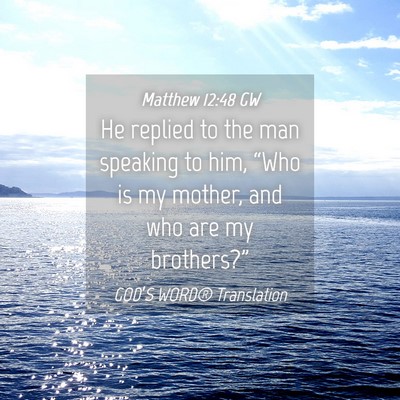 Picture 04 - Matthew 12:48 GW - He replied to the man speaking to him, “Who is - Bible Verse Picture